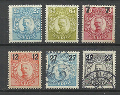 Schweden SWEDEN 1911 & 1918 Michel 76 & 81 & 109-110 & 112 & 114 */o King Gustaf V - Altri & Non Classificati