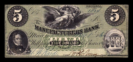 Estados Unidos United States 5 Dollars 1864 Manufacturers Bank Georgia MBC - AVF - Confederate (1861-1864)