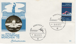 Germany Deutschland 1972 FDC Swimming Schwimmen, Olympischen Spiele Olympic Games Munchen 11 - 1971-1980