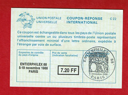 1988 - COUPON REPONSE INTERNATIONAL - Cachet Temporaire "ENTIERPHILEX -88" - Antwoordbons