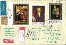 Hongrie, 1983, Lettre Recommandée Pour France. TP Non Dentelé. Peinture, Art, Religion, Nativité, Vierge, Christ, Mages, - Storia Postale