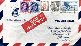 CANADA TO USA USED COVER 1957, VIGNETTE “SPECIAL DELIVERY EXPRESS” 1955 PRINT “HOLLAND-AMERICA LINE” HALIFEX RED CANCEL. - Poste Aérienne: Exprès