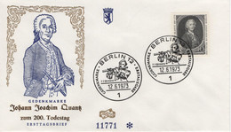 Germany Deutschland 1973 FDC Johann Joachim Quantz, German Composer Flutist And Flute Maker, Music Musik Musique, Berlin - 1971-1980