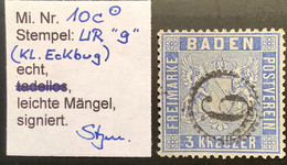 Baden Mi 10 C DIE GUTE FARBE Geprüft Stegmüller BPP 1860 3 Kr VEILCHENBLAU Gestempelt UHRRADSTEMPEL 9  (Bade - Oblitérés