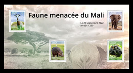 MALI 2022 SHEET BLOC FAUNA FAUNE HIPPOPOTAMUS HIPPOPOTAME APES MONKEYS SINGES CHIMPANZEE CHIMPANZE ELEPHANTS GAZELLE MNH - Schimpansen