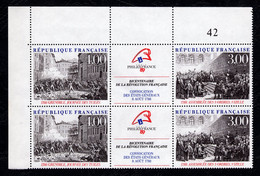 TRIPTYQUE** De 1988 Gommé "PHILEXFRANCE 89 - BICENTENAIRE DE LA REVOLUTION FRANCAISE - Neufs