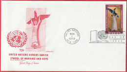 FDC - Enveloppe - Nations Unies - (New-York) (1968) -  Honors Danish Symbol Of Mankind And Hope (2) - Lettres & Documents