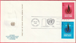 FDC - Enveloppe - Nations Unies - (New-York) (1968) - Année Internationale Des Droits De L'Homme (3) - Covers & Documents