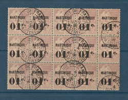 ⭐ Martinique - YT N° 7 - Oblitéré - Bloc De 15 Timbres - 1888 / 1891 ⭐ - Oblitérés