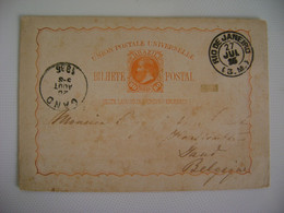 BRAZIL / BRASIL - LETTER TICKET 80 REIS SENT RIO DE JANEIRO TO GAND (BELGIQUE) IN 1885 IN THE STATE - Covers & Documents