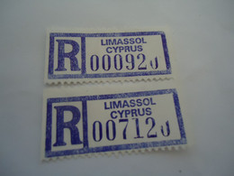 CYPRUS  AIR LETTER REGISTERED  2 VIGNETTES  LIMASSOL - Other & Unclassified
