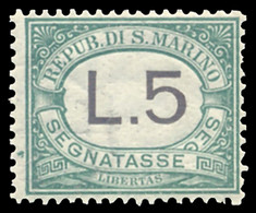 SAN MARINO 1924 SEGNATASSE 5 LIRE (Sass. 17) NUOVO INTEGRO ** OFFERTA! - Strafport