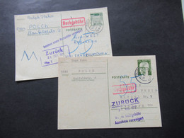 BRD 1971 / 72 Ganzsachen Stempel Polch Und Roter Ra1 Nachgebühr 2 Verschiedene Stp. Annahme Wegen Nachgebühr Verweigert - Cartes Postales - Oblitérées