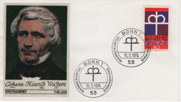 Germany Deutschland 1974 FDC 125 Jahre Diakonie, Johann Hinrich Wichern, Founder Of The Home Mission, Canceled In Bonn - 1971-1980