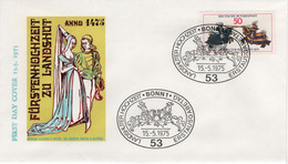 Germany Deutschland 1975 FDC Furstenhochzeit Zu Landshut, Landshuter Hochzeit, Horse Horses, Canceled In Bonn - 1971-1980