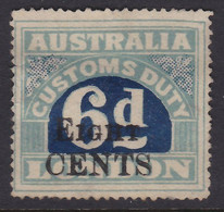 AUSTRALIA REVENUE 8 CENTS OVERPRINTED CUSTOMS DUTY - Revenue Stamps