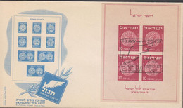 1949. ISRAEL. TABUL NATIONAL STAMP EXHIBITION MINIATURE SHEET With 4 Ex 10 Pr On Cover Ca... (Michel Block 1) - JF433304 - Altri & Non Classificati