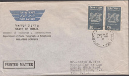 1950. ISRAEL. Birds Pair 30 Pr. AIR MAIL On Cover PRINTED MATTER From STATE OF ISRAEL Cancelle... (Michel 34) - JF433336 - Autres & Non Classés