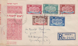 1949. ISRAEL. First New Year Complete Set On Registered (JERUSALEM) FDC  Cancelled First Da... (Michel 10-14) - JF433343 - Autres & Non Classés