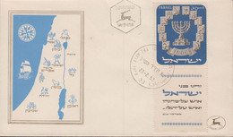 1952. ISRAEL. Menorah Stamp 1000 Pr. With Tab On  FDC Cancelled First Day Of Issue 27 2 52 TEL... (Michel 66) - JF433357 - Autres & Non Classés