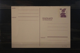 Deutschland 1974, Postkarte Wertstempel Unfallverhütung, 20 Pf., PP 91, Kompl. Druck Lila, Ungebraucht - Private Postcards - Mint