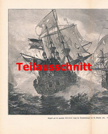 D101 2362 Robert Heineke Segelschiffe Seegefecht Marine Großbild 1898 !! - Schiffe