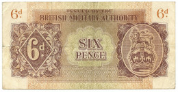 6 PENCE OCCUPAZIONE INGLESE IN ITALIA BRITISH MIL. AUTHORITY 1943 BB/BB+ - Geallieerde Bezetting Tweede Wereldoorlog