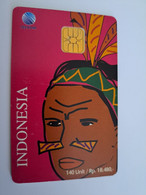 INDONESIA CHIPCARD 140  UNITS  WOMAN/TRADITIONAL      Fine Used Card   **11368 ** - Indonesia