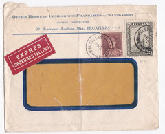 Enveloppe Expres , 1933 Office Belge Des Compagnies Françaises De Navigation Bruxelles Pour Paris Province - Lettres & Documents
