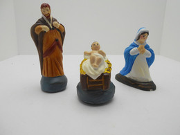 3 Anciens Personnages Pour Crèche De Noël En Plâtre - Sonstige & Ohne Zuordnung