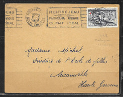 1A90 - CROIX ROUGE N° 938 SUR LETTRE DE MONTREJEAU DU 11/02/53 POUR AUCAMVILLE - FLAMME MONTREJEAU - Red Cross