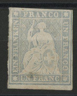 HELVETIA Assise Non Dentelé N° 31 (Zu 27C) Cote 900 €, Oblitérés, Fil De Soie Et Papier Moyen. - Used Stamps