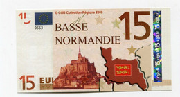 Beau Billet Fictif De 15 Euros "Basse-Normandie" CGB Collections Régions 2008 - Mont Saint Michel - Fictifs & Spécimens