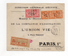 !!! LETTRE RECO D'ALEXANDRIE POUR PARIS DE 1921, AFFRANCH MIXTE ALEXANDRIE/PORT-SAID - Lettres & Documents