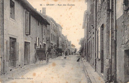 CPA France - Grigny - Rue Des Ecoles - Pouig Tabac Edit - Oblitérée 1907 - Charrette - Chiens - Grigny