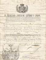 Militaria , Espagne,1850 , Brigade D'Artillerie De Montana ,D. FRANCISCO JAVIER DE AZPIROZ Y JALON ,frais Fr 2.75 E - Documents