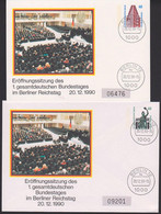 Berlin West Privat-GA 1. Gesamtdeutscher Bundestag Sitzung Reichstag, Deutsche Einheit 20.12.90 - Cartoline - Usati