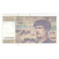 France, 20 Francs, 1993, G.041 286200, TTB, Fayette:66bis.5, KM:151g - 20 F 1980-1997 ''Debussy''