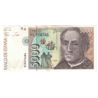 Billet, Espagne, 5000 Pesetas, 1992, 1992-10-12, KM:165, SPL - [ 4] 1975-… : Juan Carlos I