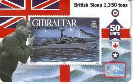 Nº 46 TARJETA DE GIBRALTAR DE UN SELLO CON UN BARCO (SHIP-STAMP)  NUEVO-MINT - Gibraltar