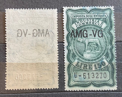 TRIESTE A - AMG VG -  IMPOSTA ENTRATA L. 150  VARIETA' DECALCO COMPLETO - Revenue Stamps