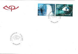 Island Iceland  2001  Europe: Life-Giver Water, Woman's Head With A Waterfall  And Hands With Waves Mi  981-982 FDC - Lettres & Documents