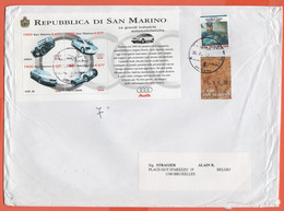 Repubblica Di San Marino - 2002 - BF63 Audi + 800 Jules Verne + 0,10 Campo Di Orzo - Medium Envelope - Viaggiata Da Doga - Brieven En Documenten