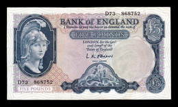 Gran Bretaña Great Britain 5 Pounds ND (1957-1967) Pick 371 MBC/EBC VF/XF - 5 Pounds