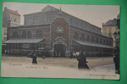 Bruxelles 1930: Le Marché St Géry Animée Et En Couleurs - Markten