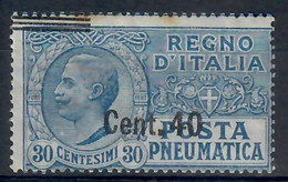 ITALIA REGNO 1925 - POSTA PNEUMATICA  - VARIETA' SOPRASTAMPA FORTEMENTE SPOSTATA IN BASSO E A SINISTRA  - MH/* - Poste Pneumatique