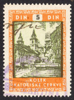 1938 Yugoslavia SLOVENIA Novo Mesto  Cathedral Church - Revenue Stamp Of Catholic Church - Used 5 Din - Dienstzegels