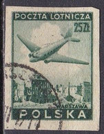 PL304 – POLAND – AIRMAIL - 1946 – PLANE OVER WARSAW – Y&T # 14ND USED - Used Stamps