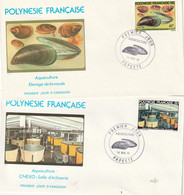 Polynésie 1981 FDC Yvert Série 163 Et 164 - Aquaculture - Moules - Covers & Documents