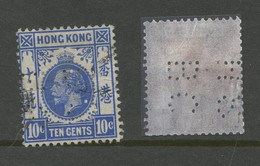 HONG KONG PERFINS -  10c Stamp With Perfin Of Hong Kong Shangfhai Bank. - Andere & Zonder Classificatie